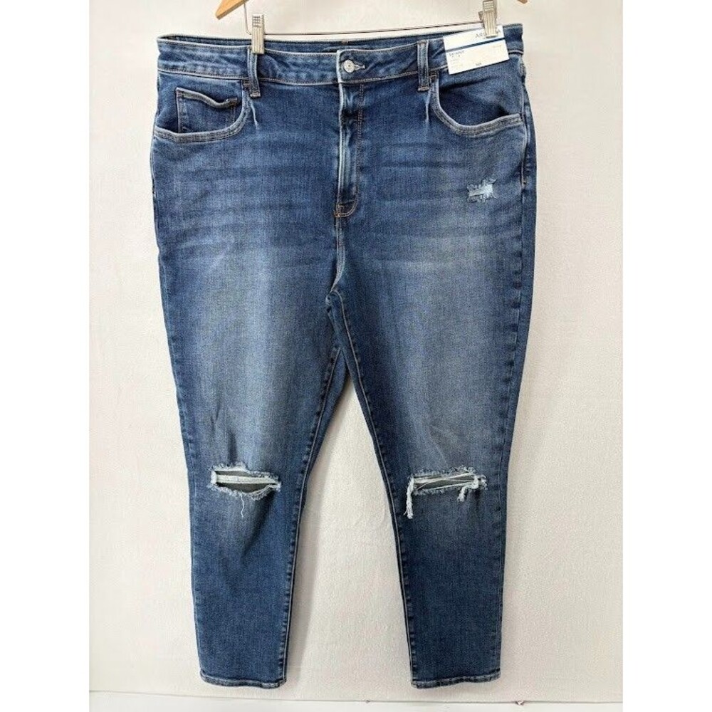 Arizona Jeans Co Womens Blue High Rise Distressed Curvy Skinny Jeans Size 23 NWT